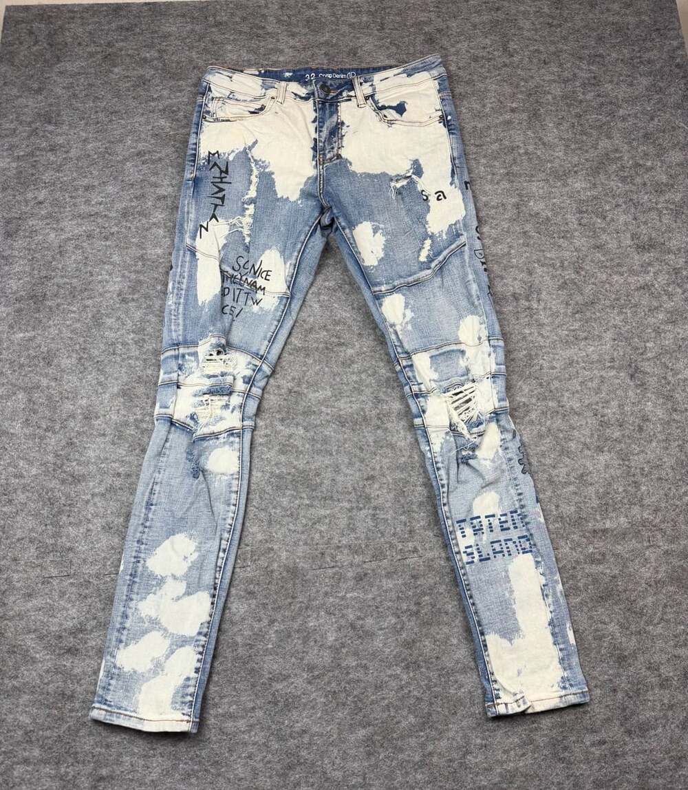 Crysp Denim Size 32 Graphic Print Distressed Jeans